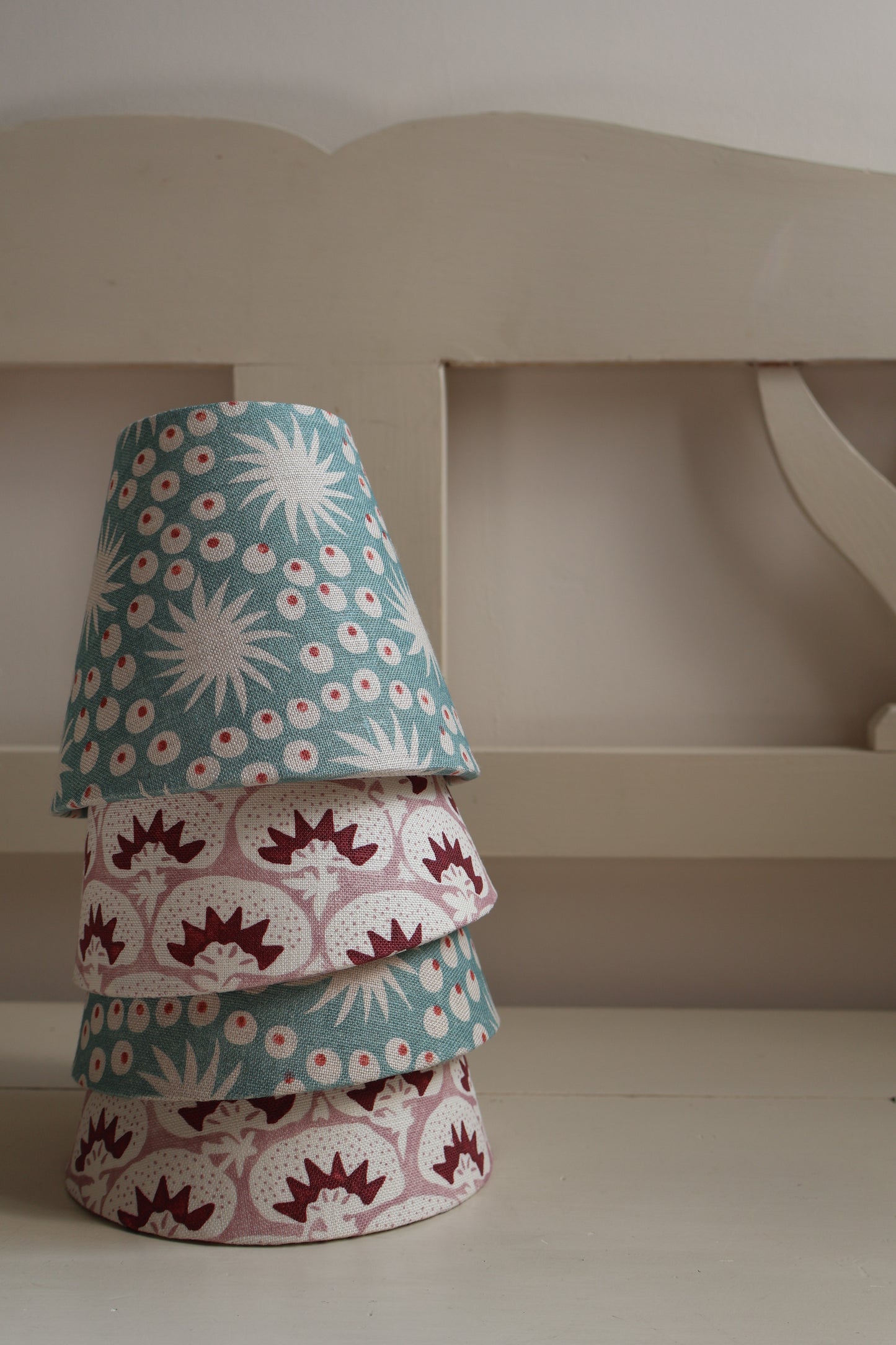 Handmade Laguna Print Linen Lampshade – Candle Clip Fitting